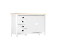 Buffet Hill Blanc 130x40x80 cm Bois de pin solide