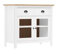 Buffet Hill Blanc 90x40x80 cm Bois de pin solide blanc et marron miel G