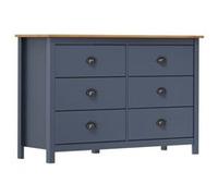 Buffet ""Hill"" Gris Avec 6 Tiroirs Profonds 125x40x80 Cm Bois De Pin Massif Gris