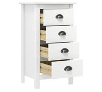 Buffet Hill Range Blanc - VINGVO - 46x35x80 cm - Bois massif - 4 tiroirs - Poignées de tasse