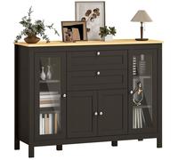 Buffet - HOMCOM - 1 placard double porte, 2 placards à porte vitrée, 2 tiroirs et étagère réglable - MDF - 120x40x90cm - noir