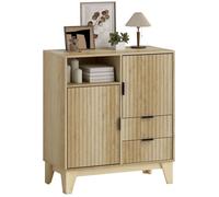 Buffet - HOMCOM - 2 portes, 2 tiroirs, étagère réglable, compartiment ouvert - panneau de particules - 80x40x90cm - bois naturel