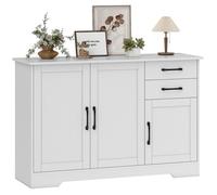 Buffet - HOMCOM - 3 portes, 2 tiroirs et étagère réglable - panneau de particules et MDF - 120 x 38 x 79 cm - blanc