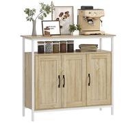 Buffet - HOMCOM - 3 portes, compartiment ouvert et 4 étagères réglables - panneau de particules et MDF - 100x35x88cm - bois naturel