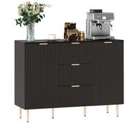 Buffet - HOMCOM - 3 tiroirs, étagères réglables et placards à portes cannelées - MDF - 120 x 40 x 90 cm - noir