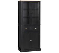 Buffet - HOMCOM - 4 portes dont 2 portes vitrées et 1 tiroir étagères réglables - MDF - 76x40x182.5cm - noir