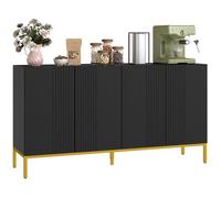 Buffet enfilade design contemporain graphique 2 portes 2 étagères acier doré noir Noir G