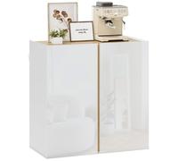 Buffet - HOMCOM - haute brillance - 2 portes à fermeture amortie et étagère réglable - panneau de particules - blanc