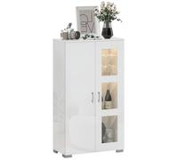 Buffet - HOMCOM - LED RGB 16 couleurs, télécommande - haute brillance, portes vitrées, étagères en verre - MDF - 71x35x126cm -