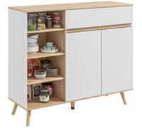 Buffet - HOMCOM - meuble rangement étagères réglables scandinave placard tiroir 4 niches - bois - 119x40x102cm - blanc