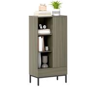 Buffet - HOMCOM - placard à portes tiroir 3 compartiments ouverts étagères réglables - panneau de particules - 60x34x121cm - gris