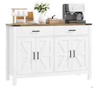 Buffet - HOMCOM - style rural - 2 tiroirs et 2 placards avec étagères réglables - 120 x 39,3 x 82,5 cm - blanc