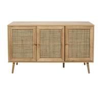 HOME DECO FACTORY - HD7454 Buffet 3 Portes en Bois - Style Bali - Rangement Élégant pour Salon ou Salle à Manger - Pour votre Intérieur - Finition Beige Or Cream