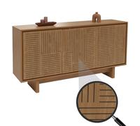 Buffet HWC-O35, armoire haute, 3 portes, compartiments de rangement, mélamine 86x160x40cm Orme naturel