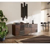Buffet Imara 175 cm manguier brun 2 portes 3 tiroirs suspendu