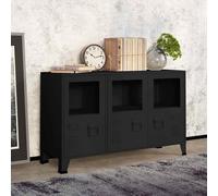 Vidaxl Buffet Industriel Noir 105x35x62 Cm Métal Et Verre Multicolore