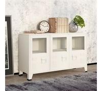Buffet industriel Blanc 105x35x62 cm Métal et verre Blanc G