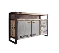 Buffet Industriel - Bois Massif de manguier Brut - Fer et Bois imprimé - Factory #143