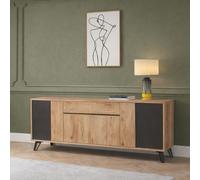Buffet industriel en bois 220cm 4 portes + tiroir PEDRO