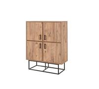 Buffet industriel en bois et métal - 4 portes - 8 rangements BRESOV