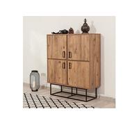 Buffet industriel en bois et métal - 4 portes - 8 rangements BRESOV