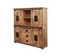 Buffet Industriel - Fer et Bois Massif de manguier laqué (Bois Naturel) - Railway #125