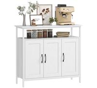 Buffet industriel HOMCOM avec étagère ouverte, 2 armoires, étagères réglables, buffet pour entrée, salon, salle à manger, blanc