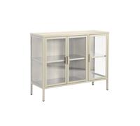 Buffet industriel métal et verre trempé 3 portes 100cm beige - Arkansas