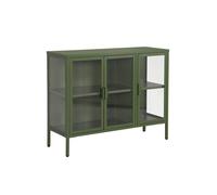 Buffet industriel métal et verre trempé 3 portes 100cm vert - Arkansas