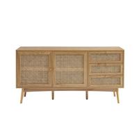 Buffet INES effet chêne et cannage rotin l150cm - Bois