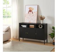 [en.casa] Buffet Métallique Armoire Basse Style Industriel Meuble de Rangement avec 3 Portes Commode Meuble TV pour Salon Chambre Bureau Acier 119 x 35 x 80 cm Noir