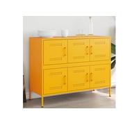 vidaXL Buffet, Armoire avec Pieds et Compartiments, Placard avec Porte, Meuble de Rangement Salon Intérieur, Jaune Moutarde 843099
