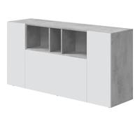 Buffet JOHN 3 portes et 3 niches L150cm - Blanc / Béton