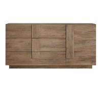 Buffet JULIANA 1 Porte 3 Tiroirs décor Chêne mercure - L 182xP44xH90 cm - Style Nature / Vintage