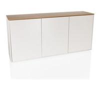hjh LIVING Sideboard avec 3 Portes KELO S Commode 160x40x76 cm, Push-to-Open, Design sans poignées, Beaucoup d'espace de Rangement, Blanc/chêne