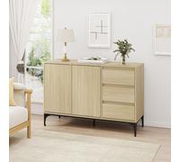 Buffet 'Kistiandi' avec 2 portes et 3 tiroirs 77 x 120 x 40 cm aspect chêne clair