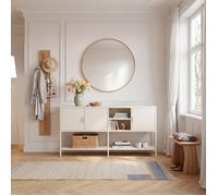 Buffet Kliri acier 160 x 40 x 80 cm blanc crème