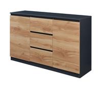 Buffet Kyr 120 x 35 x 75 cm chêne rustique / noir