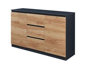 Buffet Kyr 120 x 35 x 75 cm chêne rustique / noir