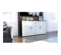 Buffet laqué noir et blanc - Contemporain - 2 portes - 4 tiroirs