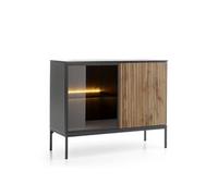 Buffet Laval - LED - Panneaux de particules - noir et chêne - 104 x 83 cm
