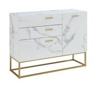 Buffet Lavangen 75 x 100 x 35 cm or effet marbre blanc