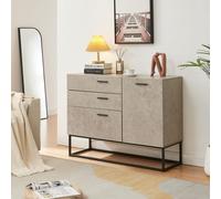 Buffet 'Lavangen' avec une porte et 3 tiroirs 75 x 100 x 35 cm aspect béton, clair