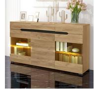 Buffet LED Moderne, 3 Portes, 3 Tiroirs, Grand Espace De Rangement Pour Salon