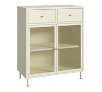 Buffet Lindau acier verre 97 x 80 x 40 cm blanc crème