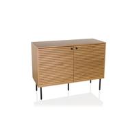 hjh Living – Buffet LINNO S 2 portes chêne 100 x 40 x 74 cm, étagères réglables, style industriel