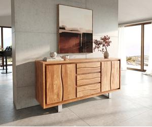 Buffet Live-Edge 172 cm acacia nature 3 tiroirs 4 portes