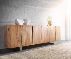 Buffet Live-Edge 220 cm Acacia Nature massif 6 portes