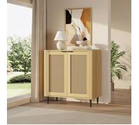 Buffet Lukhomso 83 x 80 x 40 cm effet chêne aspect rotin noir