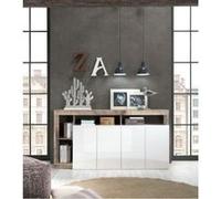 Buffet MAESTRO Panneau de particules Effet Bois Vintage et Laqué 4 portes L 184 P